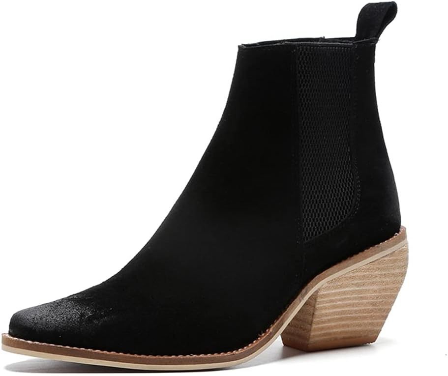 Leather Ankle Boots for Women High Heel Sexy Pointed Toe Winter Fashion Shoes