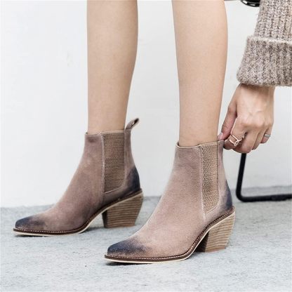 Leather Ankle Boots for Women High Heel Sexy Pointed Toe Winter Fashion Shoes