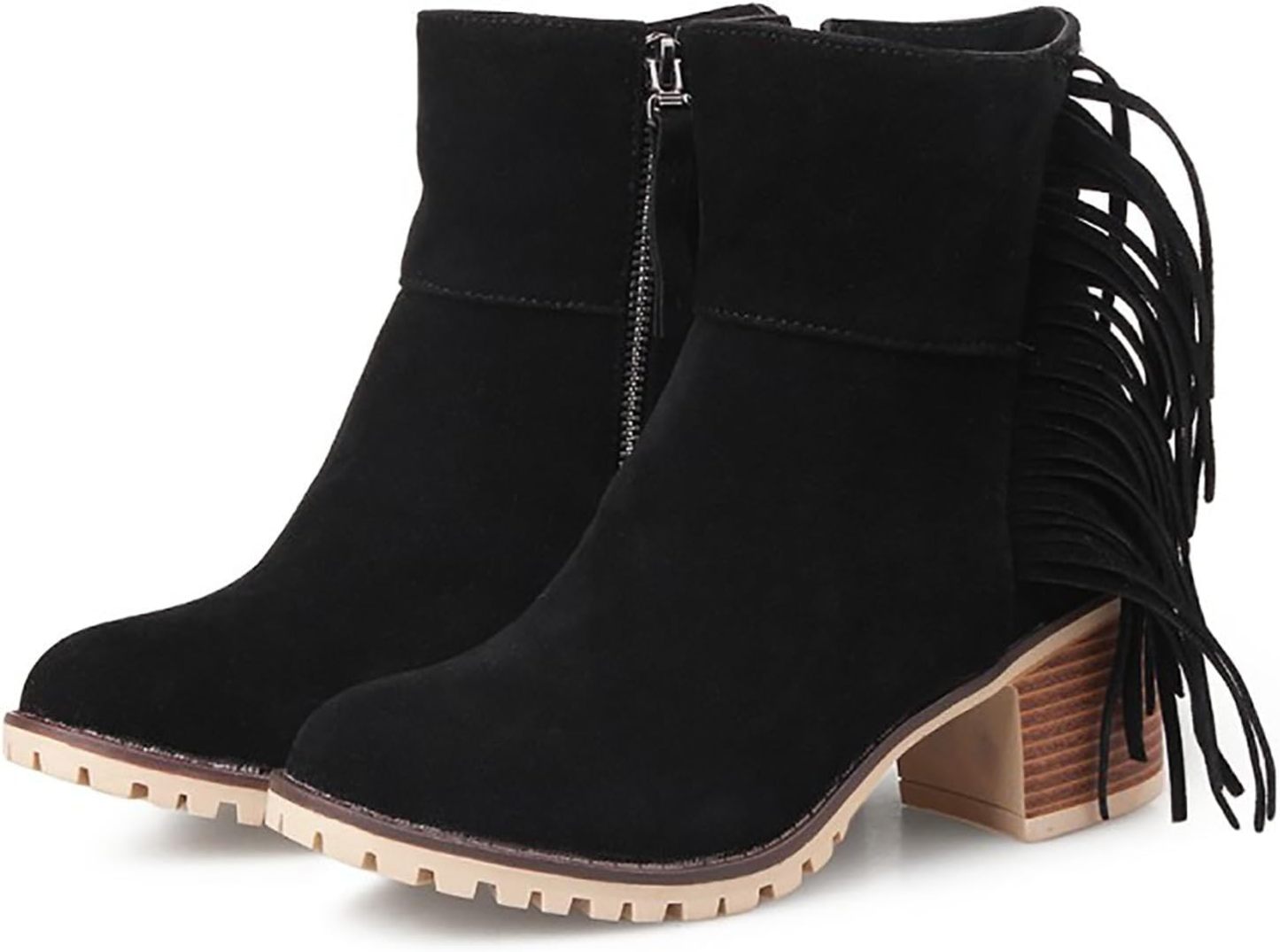 Women Shoes Fashion Ankle Long Boots Thick High Heels Over Knee Pleated Suede Long Boots Tan Flat Boots for Women