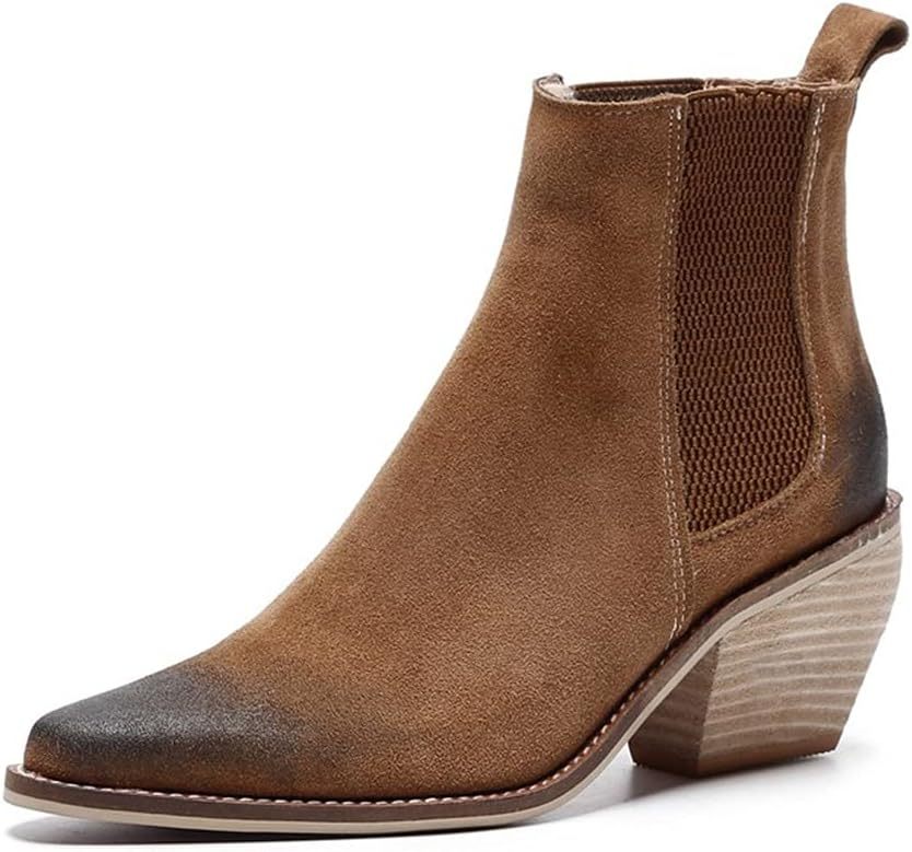 Leather Ankle Boots for Women High Heel Sexy Pointed Toe Winter Fashio