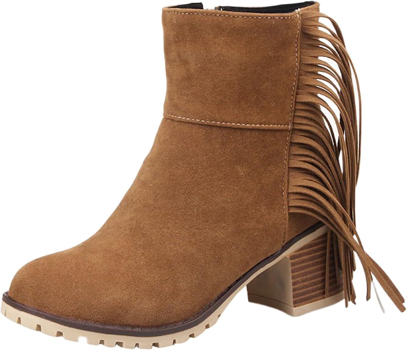 Women Shoes Fashion Ankle Long Boots Thick High Heels Over Knee Pleated Suede Long Boots Tan Flat Boots for Women
