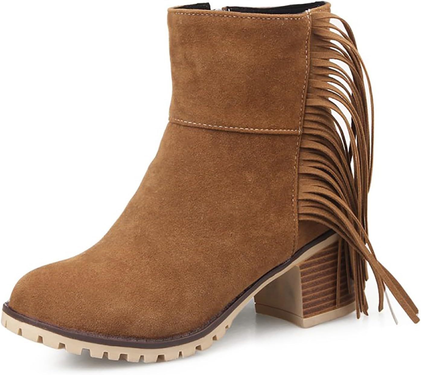Women Shoes Fashion Ankle Long Boots Thick High Heels Over Knee Pleated Suede Long Boots Tan Flat Boots for Women