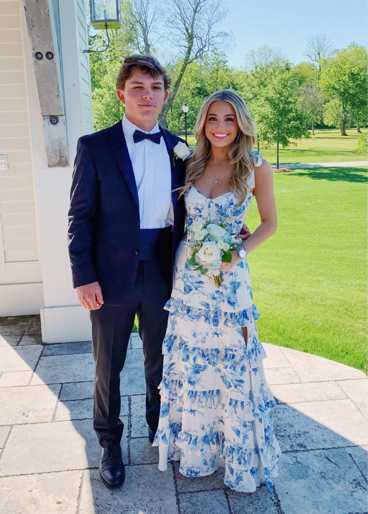 Blue And White Sexy Prom Dress, Long Evening Dress Prom Dresses    S770