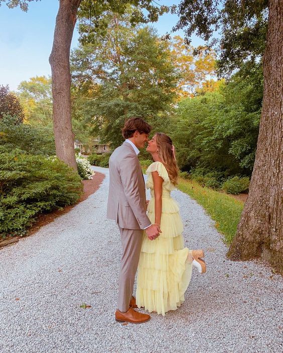 A-Line Yellow Tulle Long Prom Dress,  Tulle Formal Dress