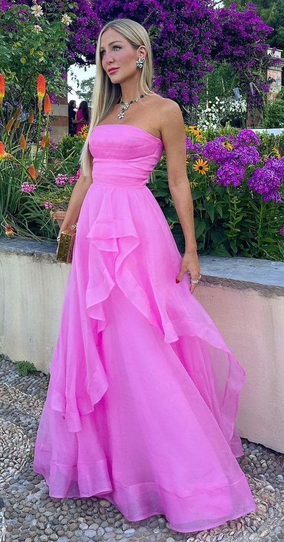 Sexy Pink Prom Formal Evening Dress Long Floor Length Dress