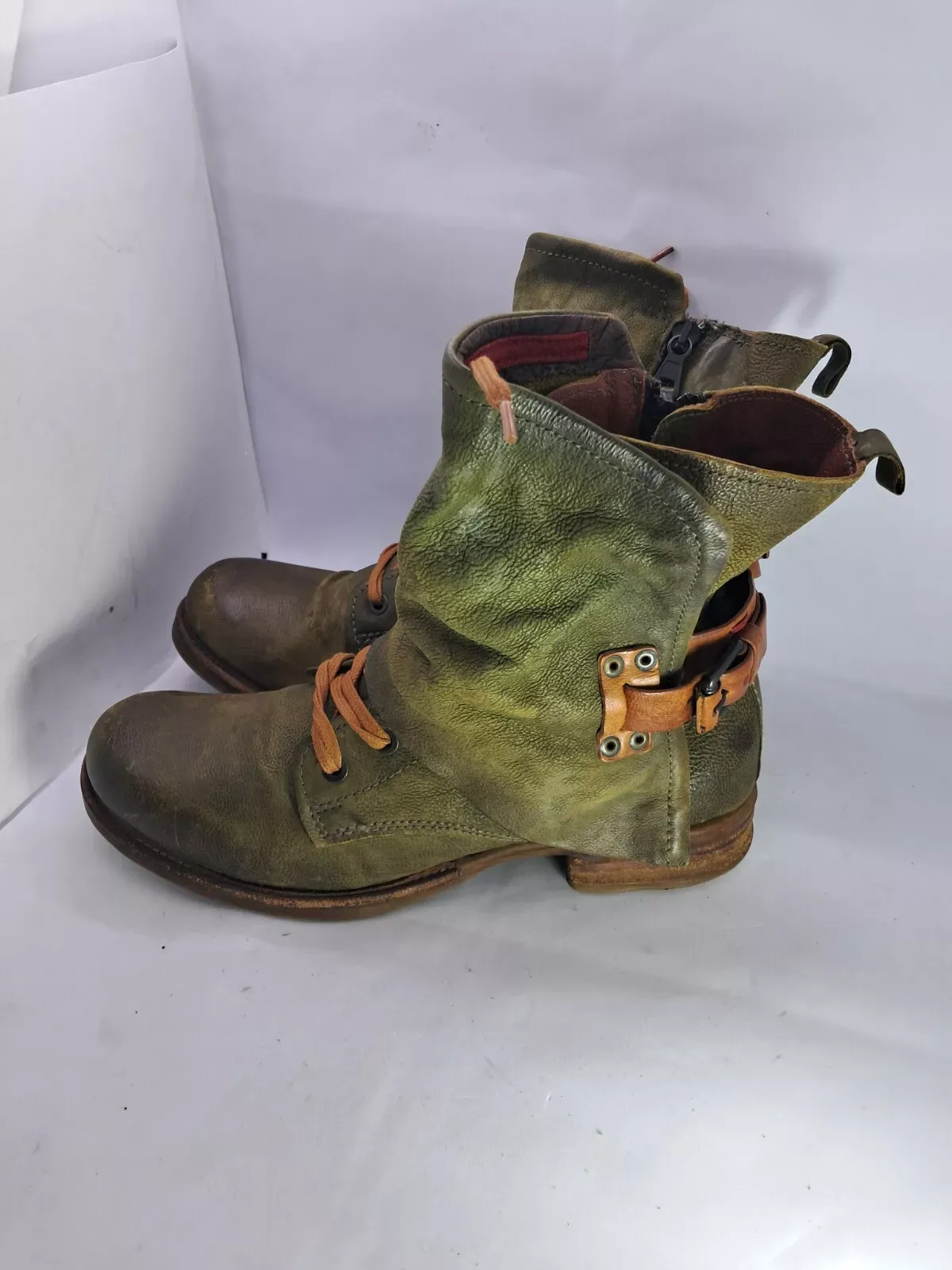 Women's round toe artificial PU European and American women's leather boots side zipper Martin boots thick warm mid-heel women's shoes