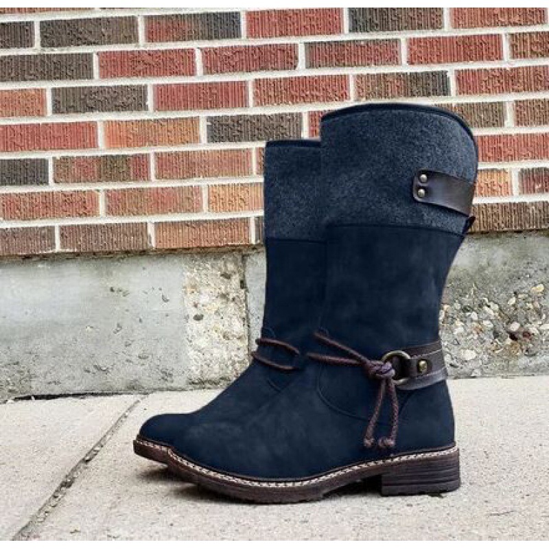 Women'sBrown Autumn/Winter Side Zip Mid-Calf Boots
