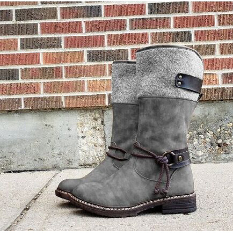 Women'sBrown Autumn/Winter Side Zip Mid-Calf Boots