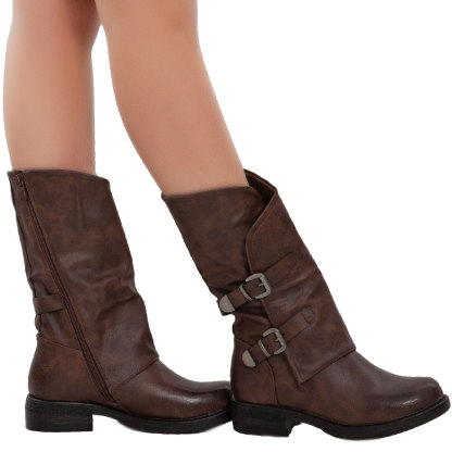 Women's Biker Boots With Buckles Casual Motorcycle Shoes