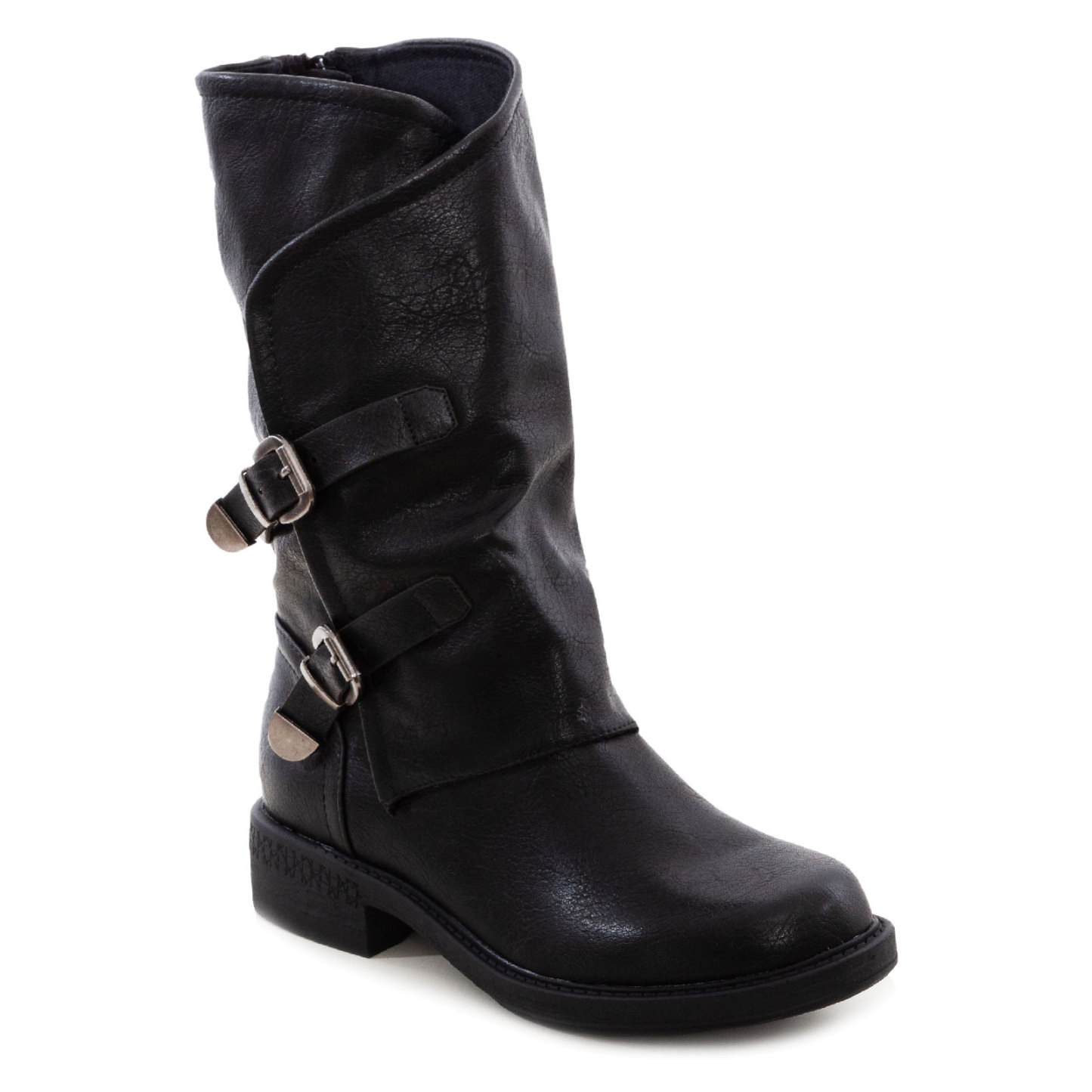 Women's Biker Boots With Buckles Casual Motorcycle Shoes