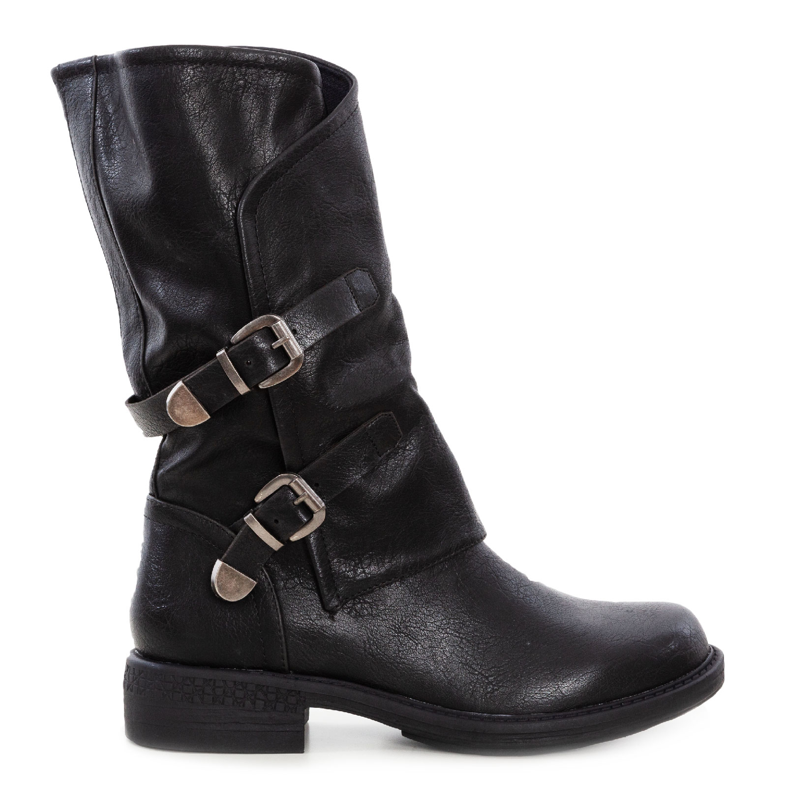 Women's Biker Boots With Buckles Casual Motorcycle Shoes