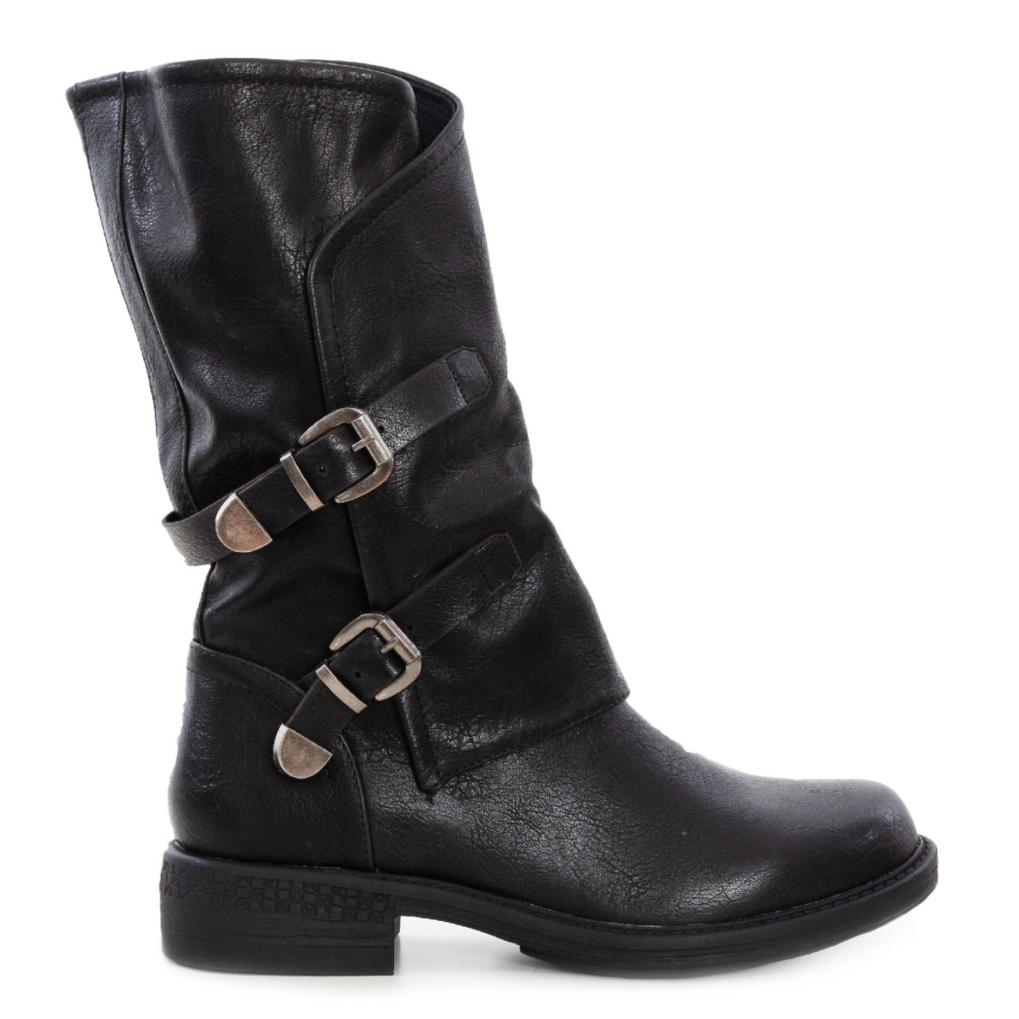 Women's Biker Boots With Buckles Casual Motorcycle Shoes