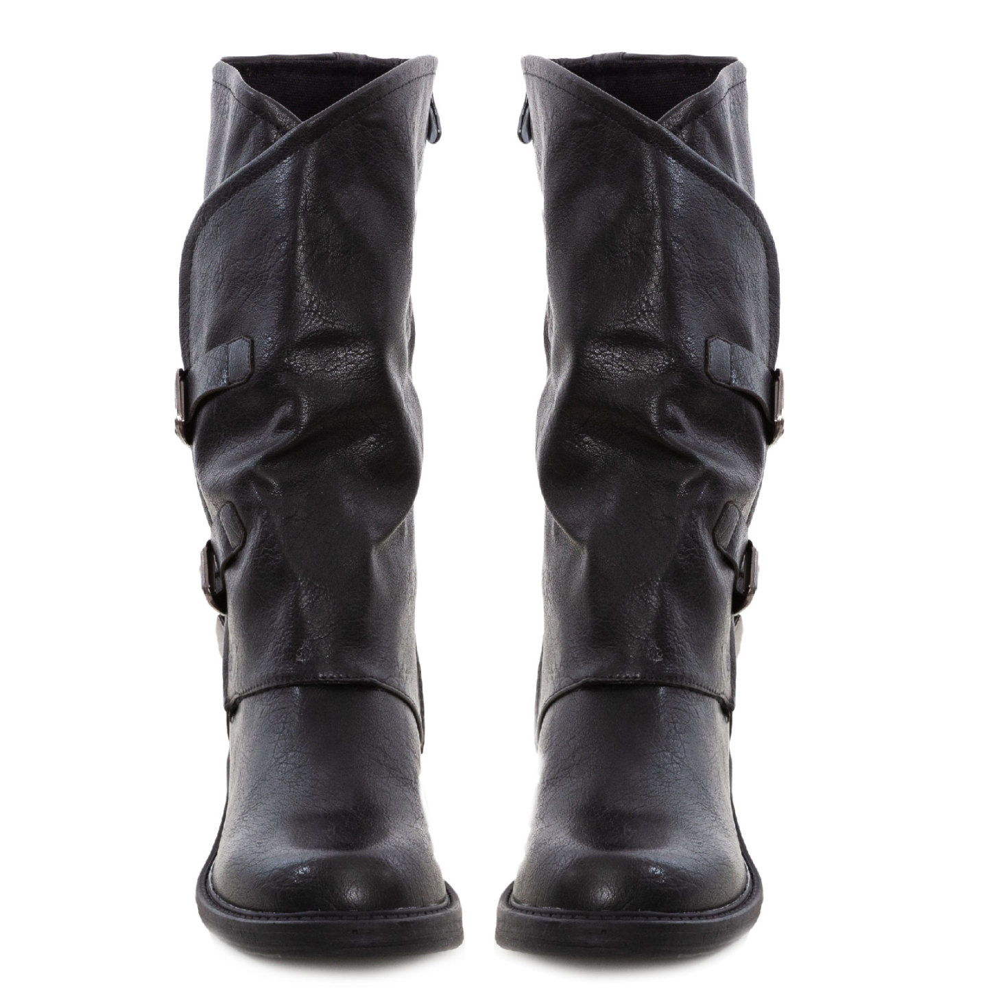 Women's Biker Boots With Buckles Casual Motorcycle Shoes