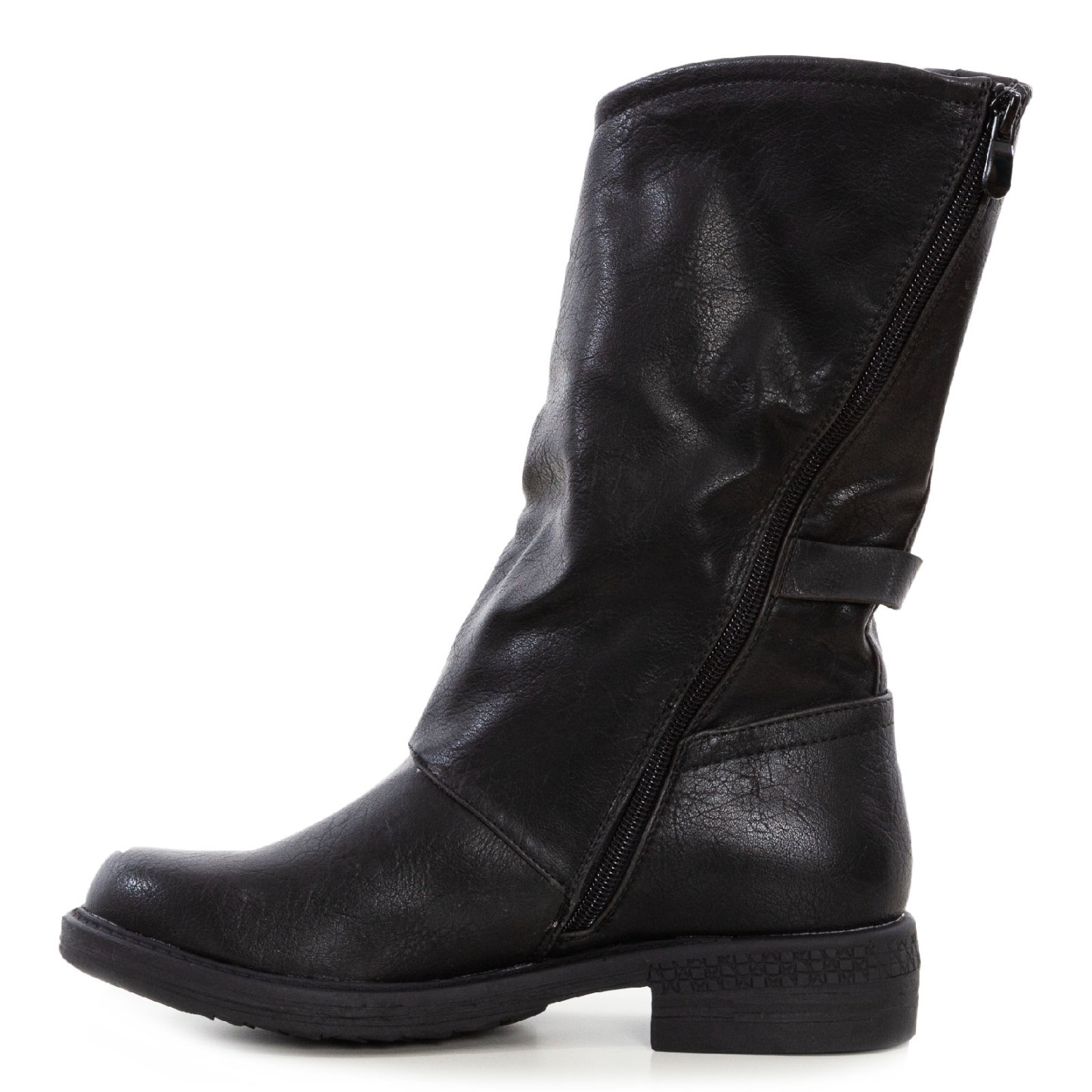 Women's Biker Boots With Buckles Casual Motorcycle Shoes