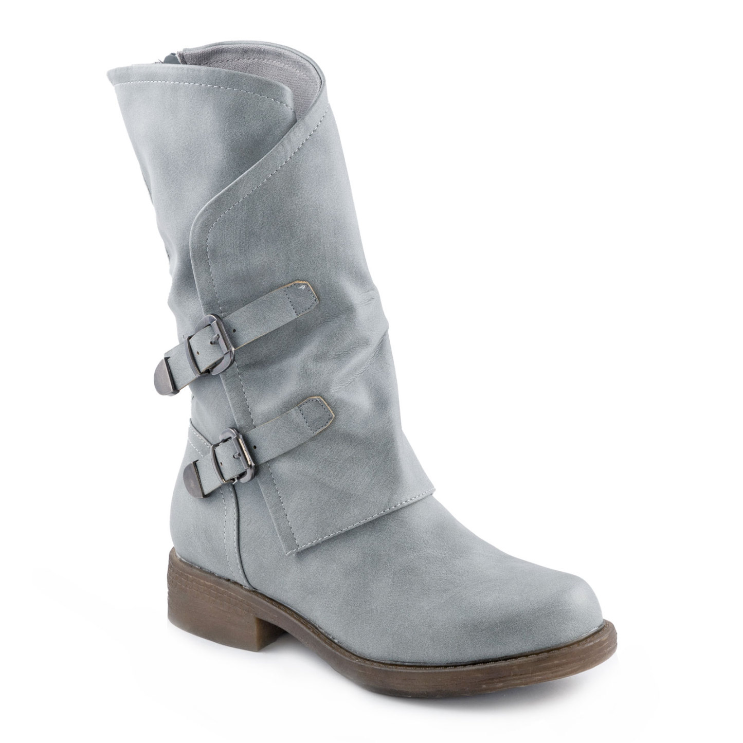 Women's Biker Boots With Buckles Casual Motorcycle Shoes