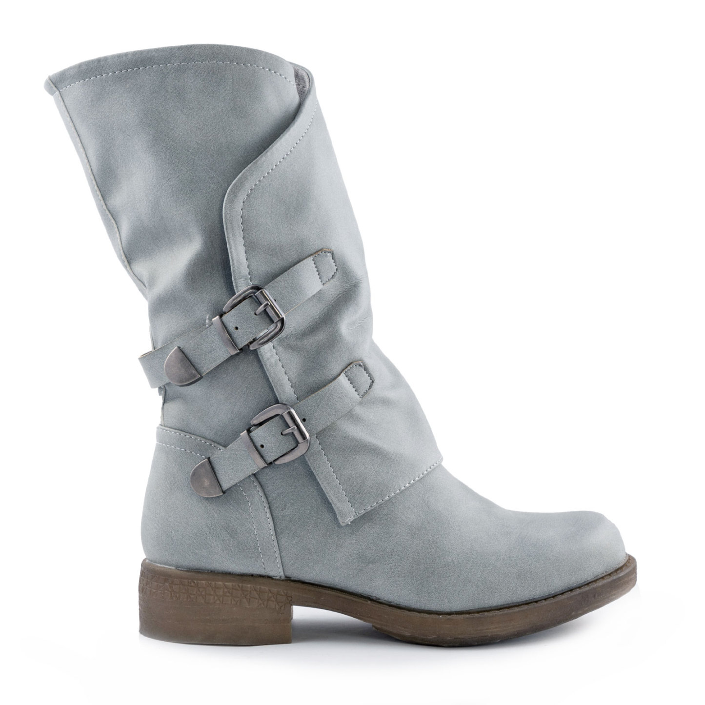 Women's Biker Boots With Buckles Casual Motorcycle Shoes