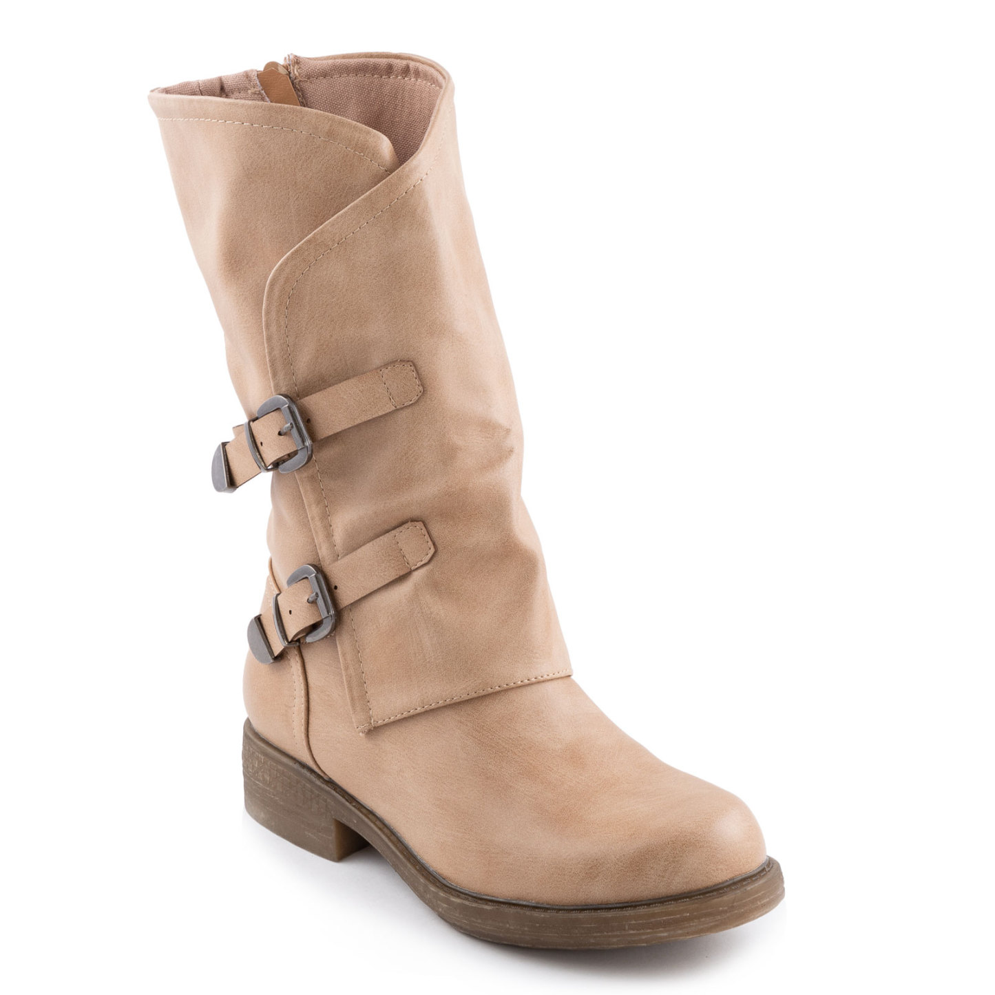 Women's Biker Boots With Buckles Casual Motorcycle Shoes