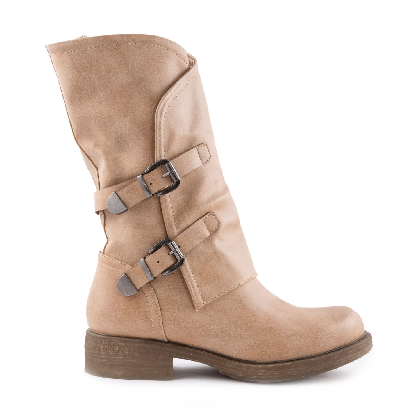 Women's Biker Boots With Buckles Casual Motorcycle Shoes