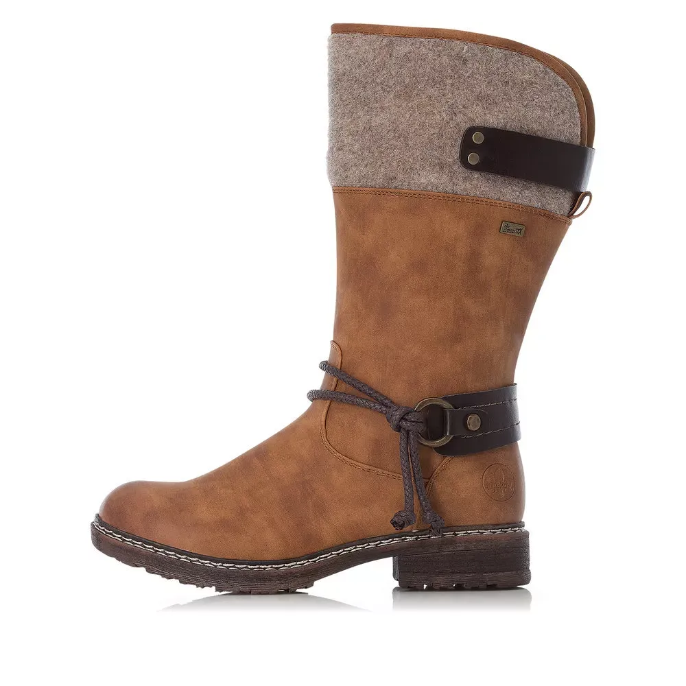 Women'sBrown Autumn/Winter Side Zip Mid-Calf Boots