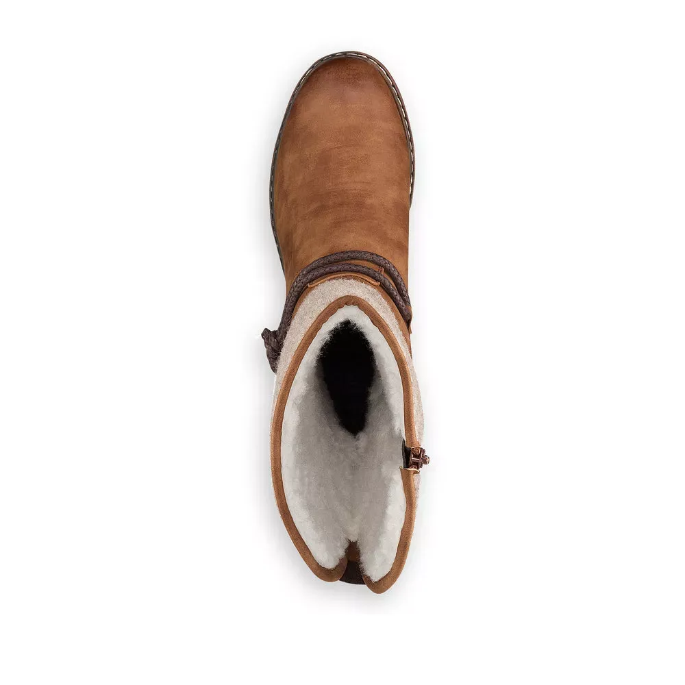 Women'sBrown Autumn/Winter Side Zip Mid-Calf Boots