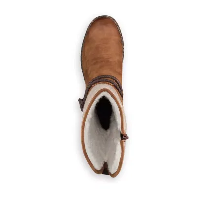 Women'sBrown Autumn/Winter Side Zip Mid-Calf Boots