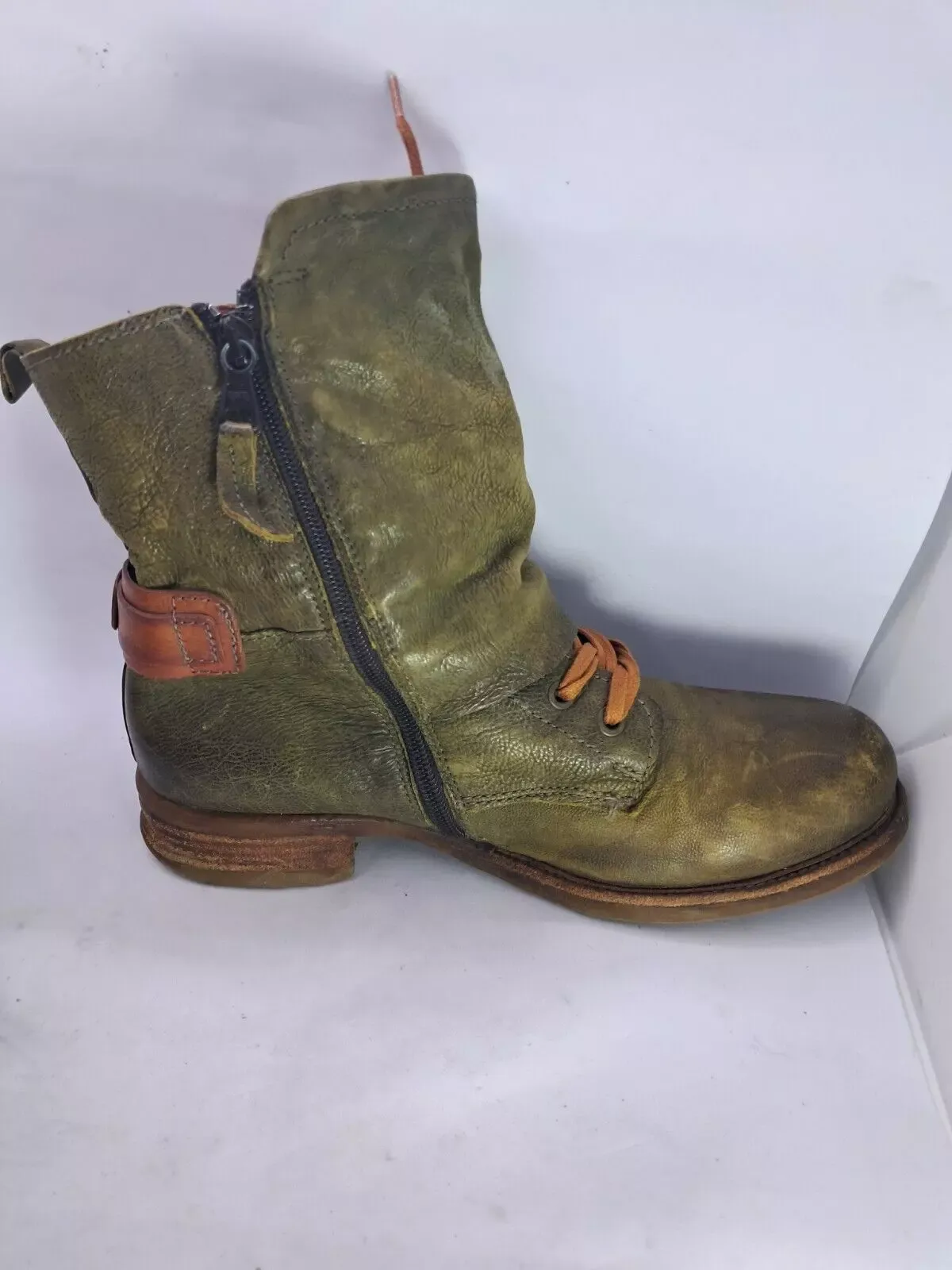Women's round toe artificial PU European and American women's leather boots side zipper Martin boots thick warm mid-heel women's shoes