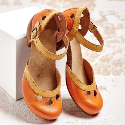 Milair Cross-Border Foreign Trade New 2019 Summer Thick Heel Color-Blocking Princess Women'S Casual Single Sandals Large-Size Women'S Shoes