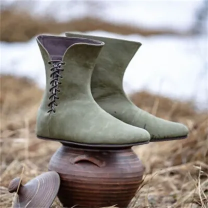 Men's Medieval Leather Lace-Up Martin Boots