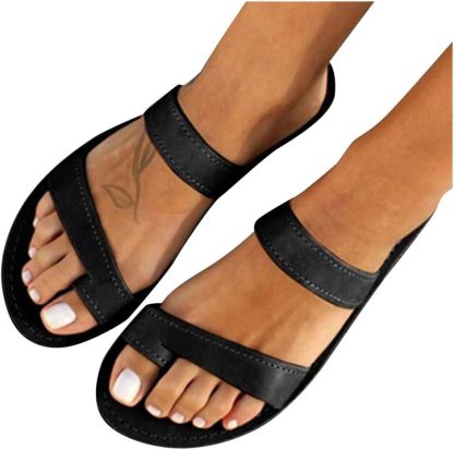 Casual women's slip-on sandals with toe and breathable flat heel shoes