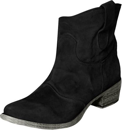 Ankle Boots for Women Low Heel, Chunky Low Heel Winter Wide Width Ankle Boots Slip on Elastic Fall Short Ankle Boots for Women Dressy