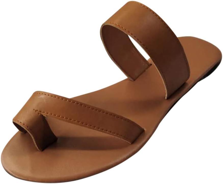 Casual women's slip-on sandals with toe and breathable flat heel shoes