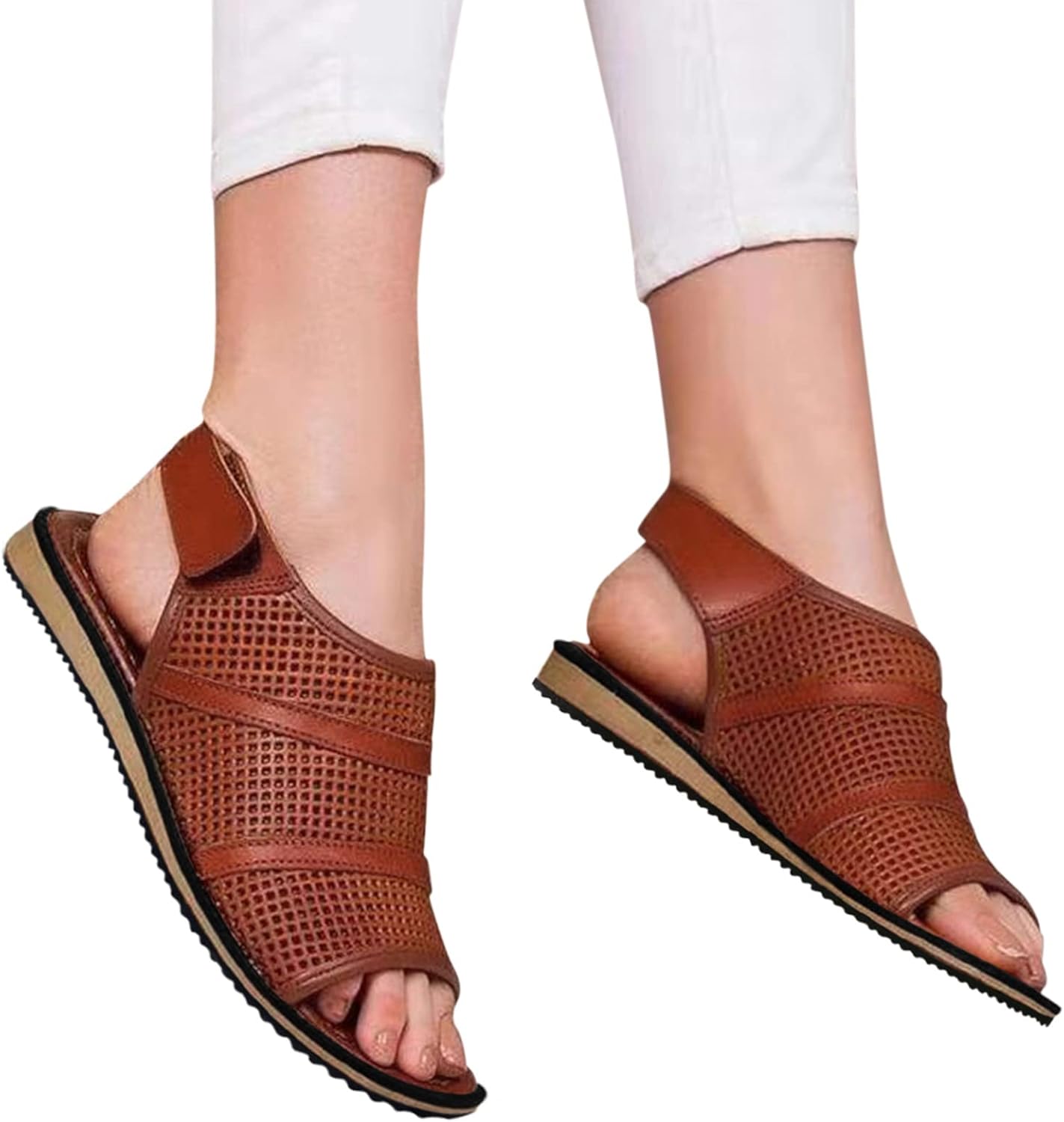 Summer Sandals for Women 2023 Flat, Beach Casual Breathable Slides Non Slip Retro Plus Size Boho Roman Open Toe Comfy Thong