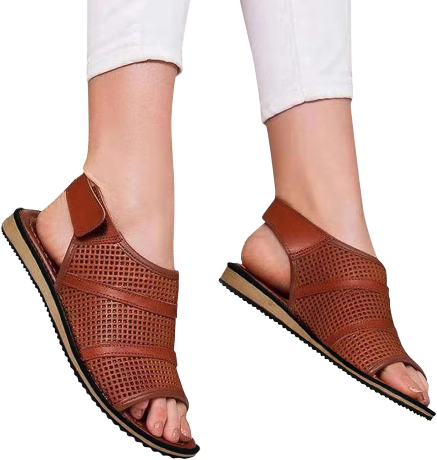 Summer Sandals for Women 2023 Flat, Beach Casual Breathable Slides Non Slip Retro Plus Size Boho Roman Open Toe Comfy Thong