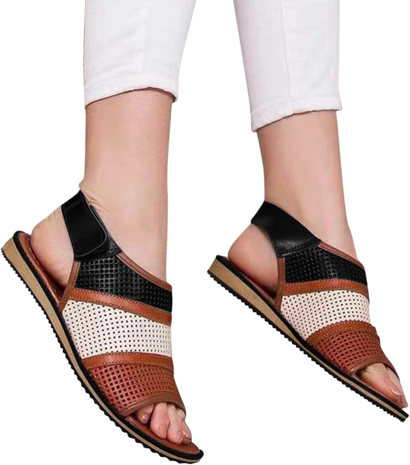 Summer Sandals for Women 2023 Flat, Beach Casual Breathable Slides Non Slip Retro Plus Size Boho Roman Open Toe Comfy Thong