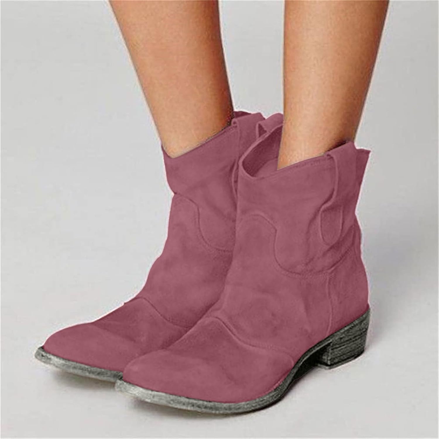 Ankle Boots for Women Low Heel, Chunky Low Heel Winter Wide Width Ankle Boots Slip on Elastic Fall Short Ankle Boots for Women Dressy