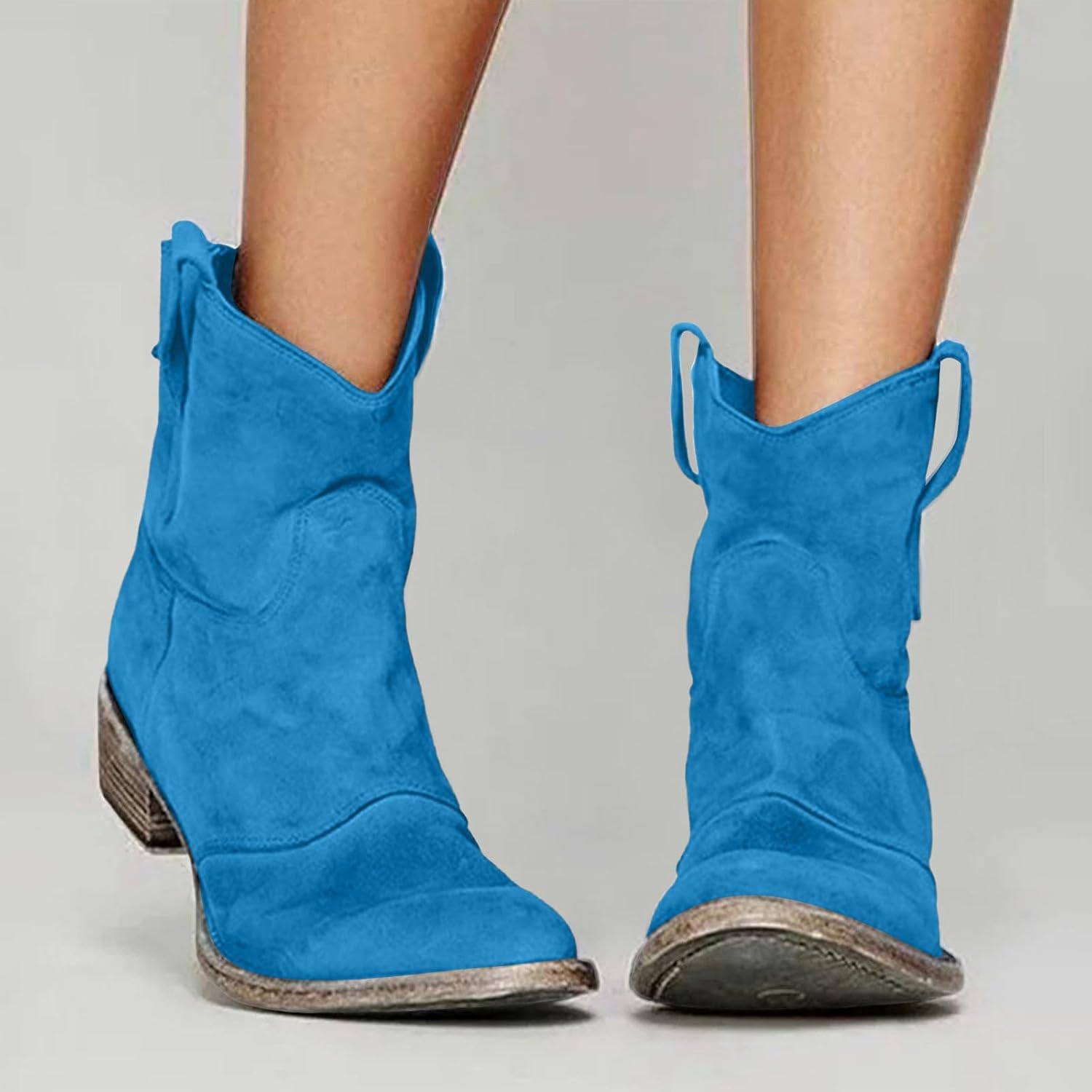 Ankle Boots for Women Low Heel, Chunky Low Heel Winter Wide Width Ankle Boots Slip on Elastic Fall Short Ankle Boots for Women Dressy