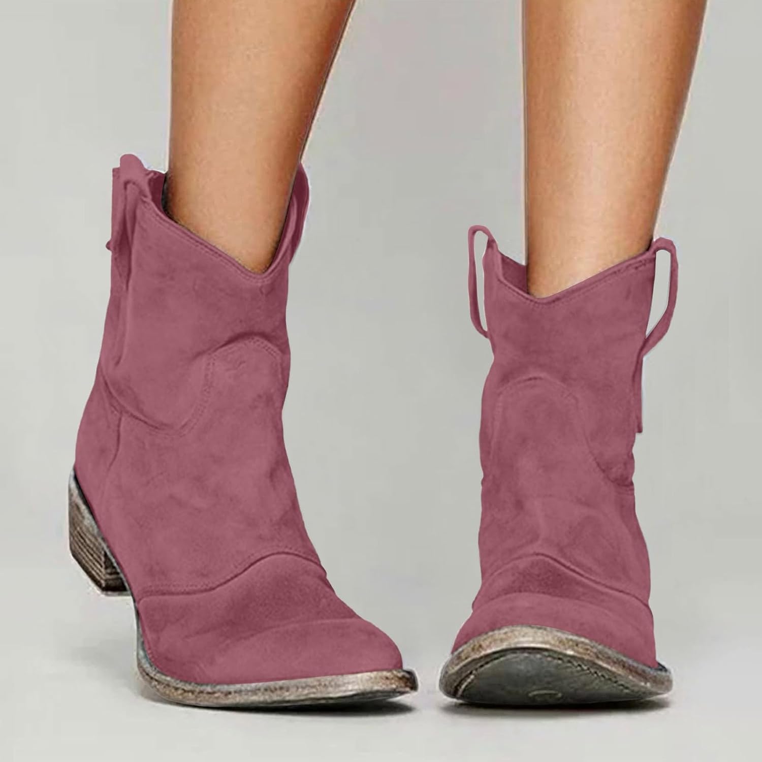Ankle Boots for Women Low Heel, Chunky Low Heel Winter Wide Width Ankle Boots Slip on Elastic Fall Short Ankle Boots for Women Dressy