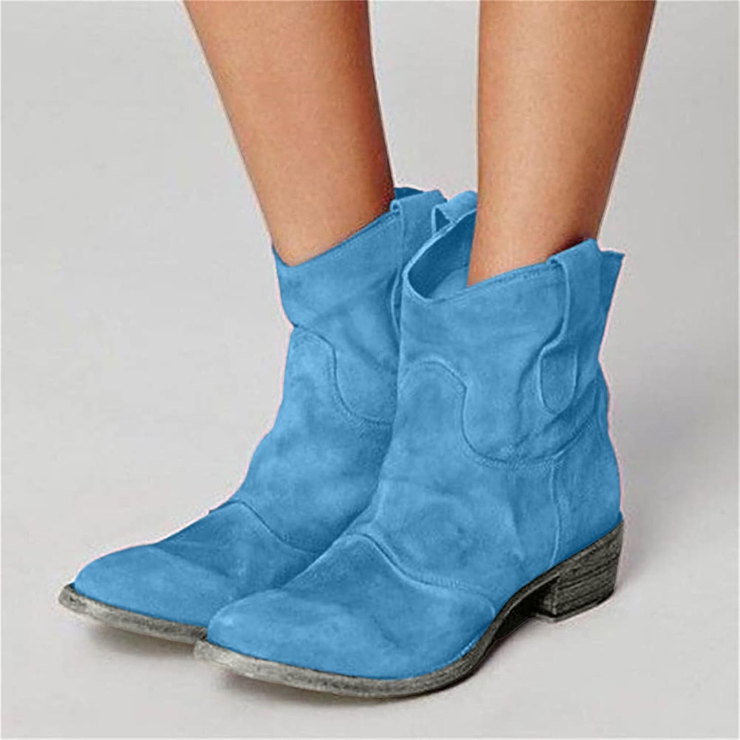 Ankle Boots for Women Low Heel, Chunky Low Heel Winter Wide Width Ankle Boots Slip on Elastic Fall Short Ankle Boots for Women Dressy