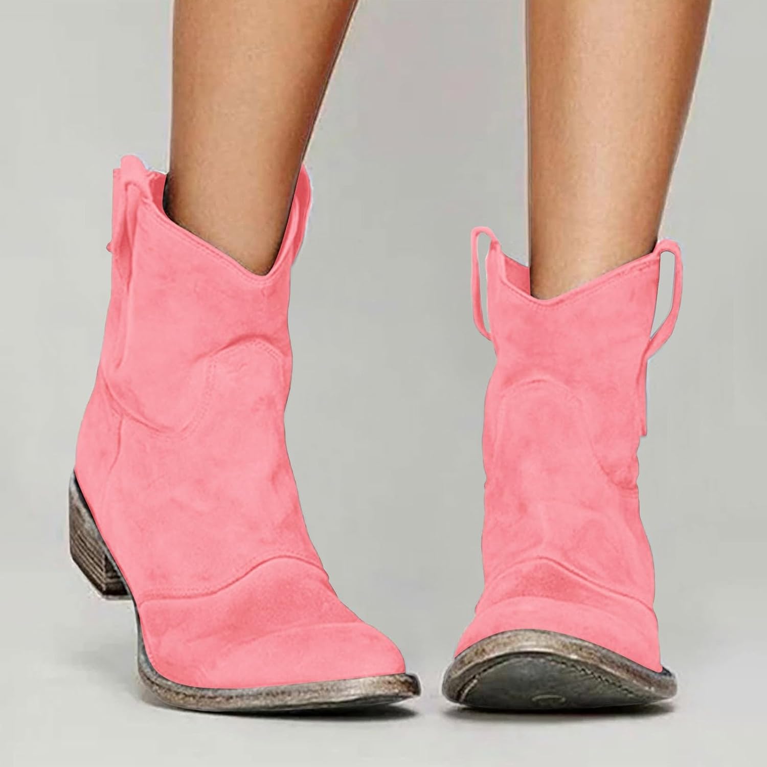 Ankle Boots for Women Low Heel, Chunky Low Heel Winter Wide Width Ankle Boots Slip on Elastic Fall Short Ankle Boots for Women Dressy
