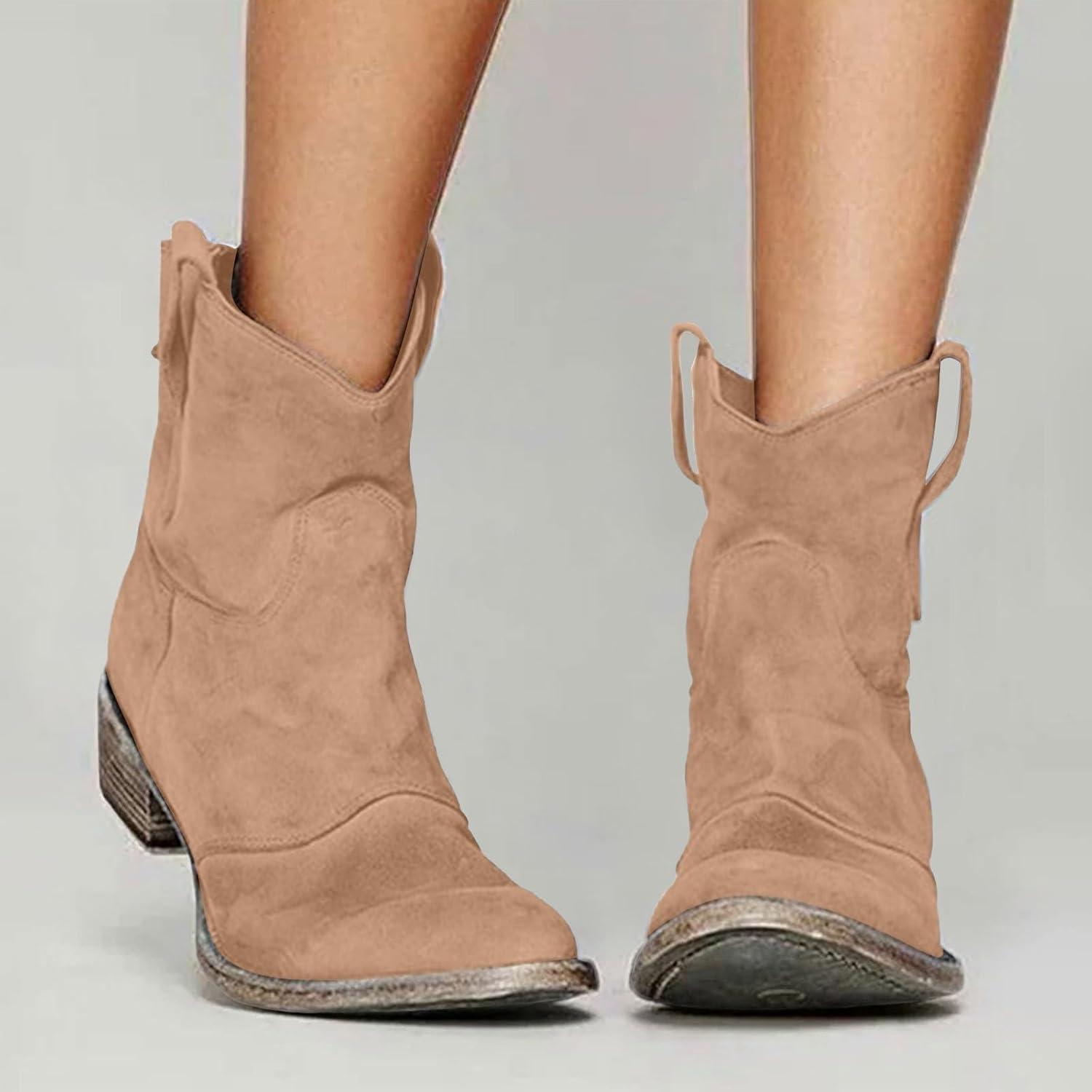 Ankle Boots for Women Low Heel, Chunky Low Heel Winter Wide Width Ankle Boots Slip on Elastic Fall Short Ankle Boots for Women Dressy