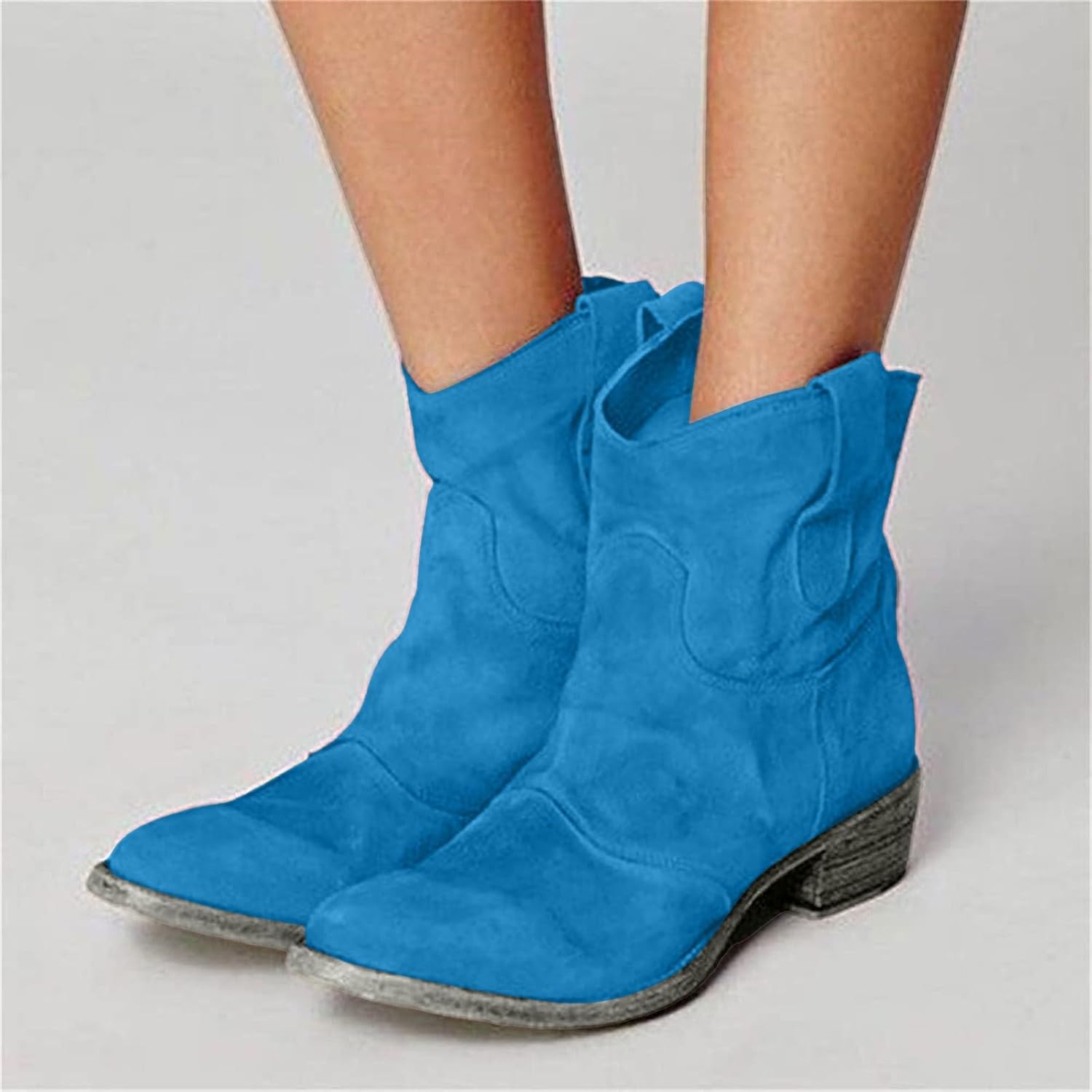 Ankle Boots for Women Low Heel, Chunky Low Heel Winter Wide Width Ankle Boots Slip on Elastic Fall Short Ankle Boots for Women Dressy