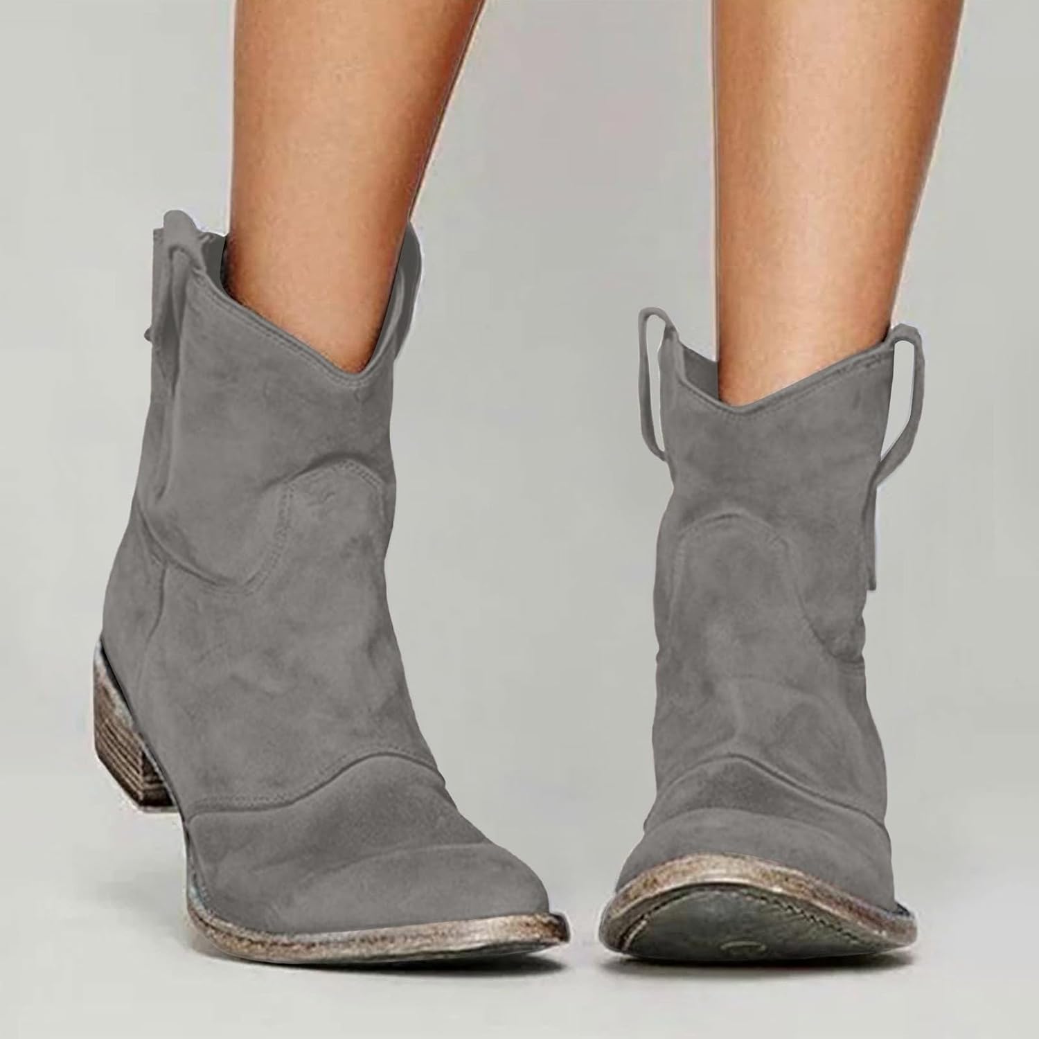 Ankle Boots for Women Low Heel, Chunky Low Heel Winter Wide Width Ankle Boots Slip on Elastic Fall Short Ankle Boots for Women Dressy
