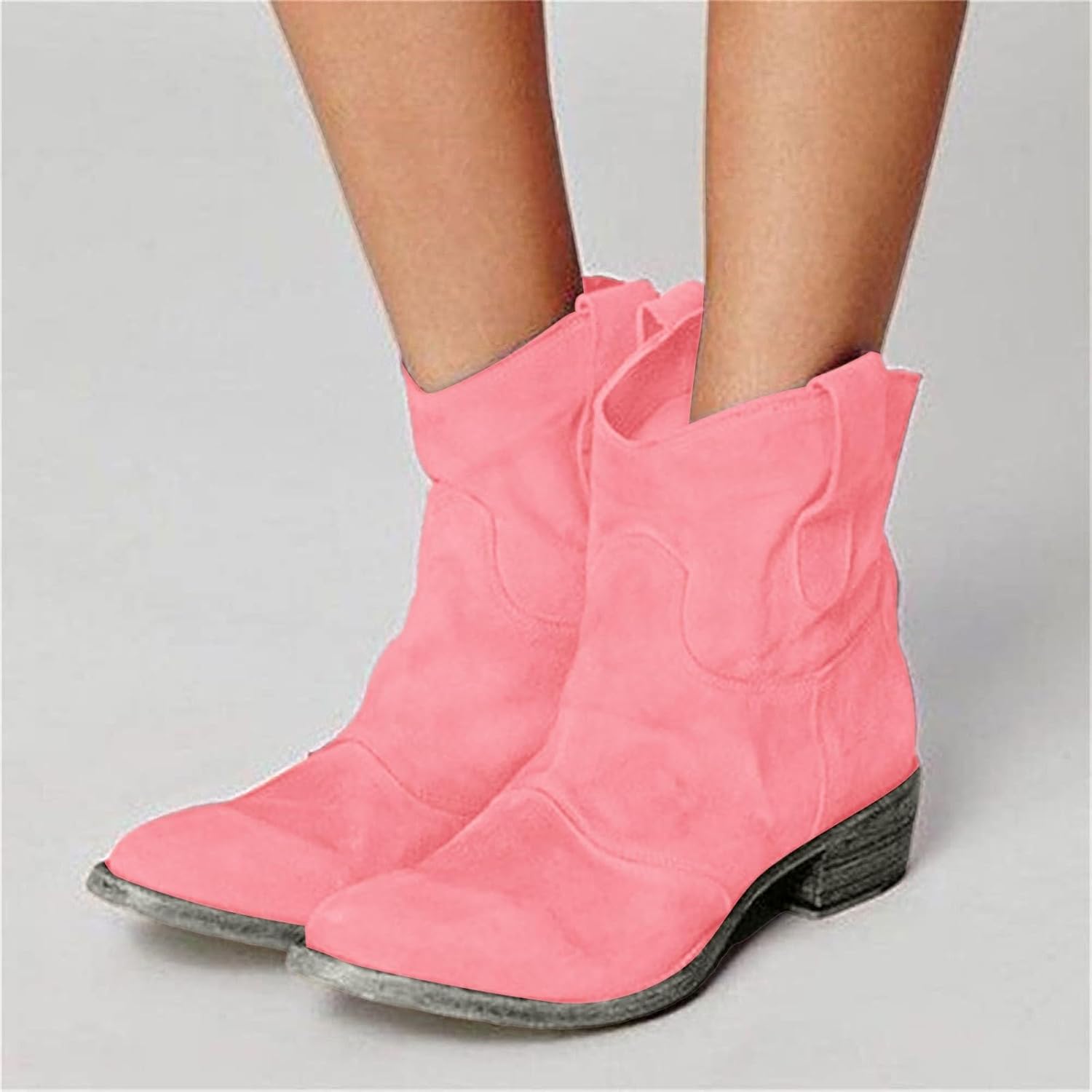 Ankle Boots for Women Low Heel, Chunky Low Heel Winter Wide Width Ankle Boots Slip on Elastic Fall Short Ankle Boots for Women Dressy