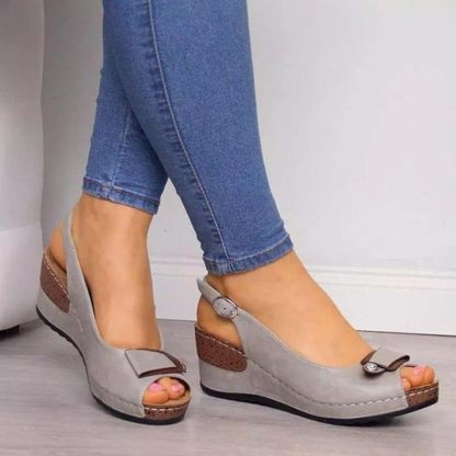 FOURTOC Sandalias de Verano para Mujer, Novedad de 2022, Sandalias de Plataforma con cuña para Mujer, Sandalias Romanas de Boca de Pescado a la Moda, Zapatos de Mujer,Brown,US8/EU40