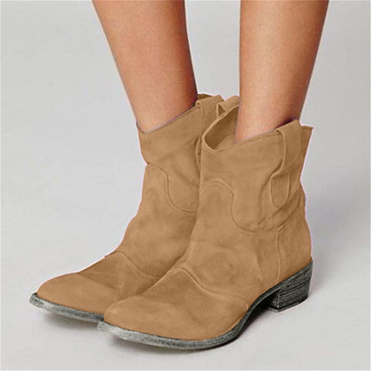 Ankle Boots for Women Low Heel, Chunky Low Heel Winter Wide Width Ankle Boots Slip on Elastic Fall Short Ankle Boots for Women Dressy