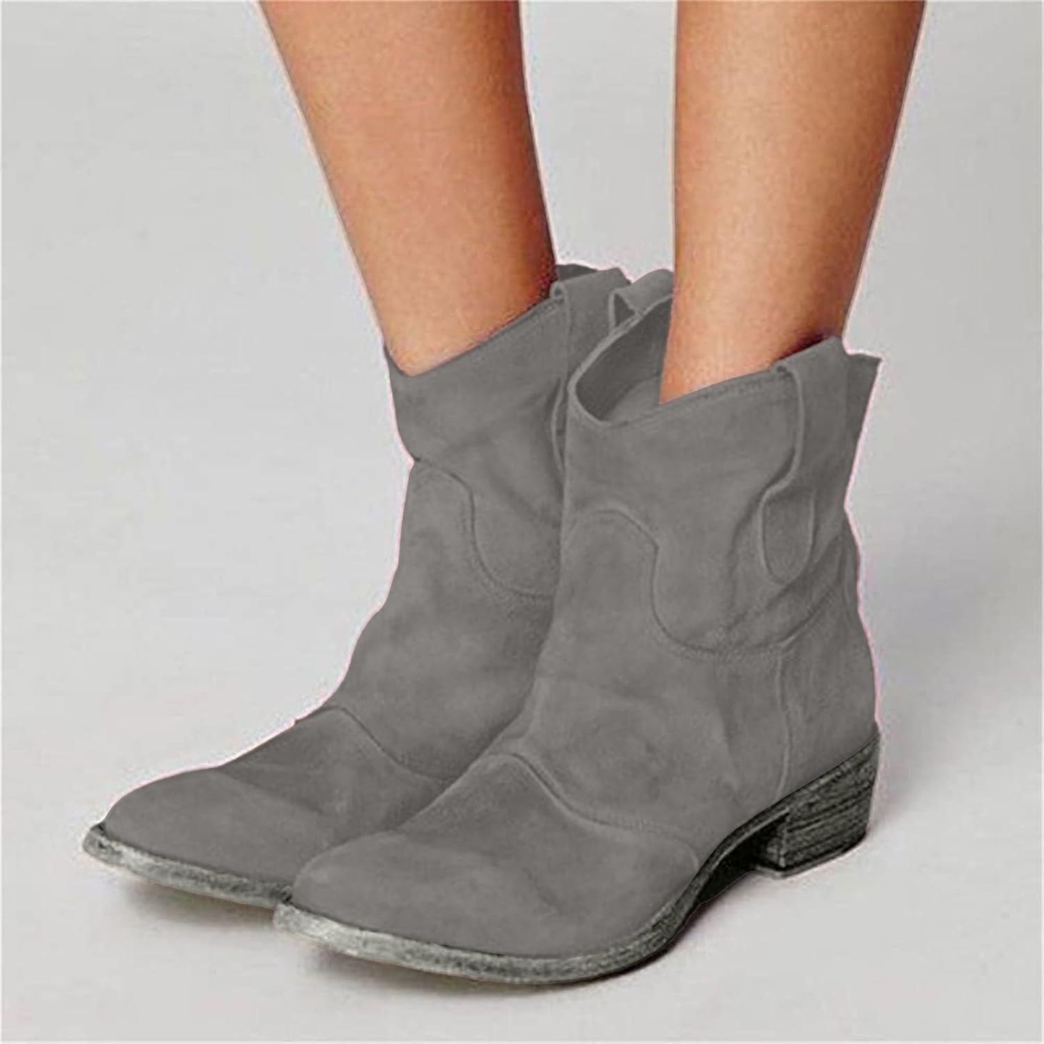 Ankle Boots for Women Low Heel, Chunky Low Heel Winter Wide Width Ankle Boots Slip on Elastic Fall Short Ankle Boots for Women Dressy