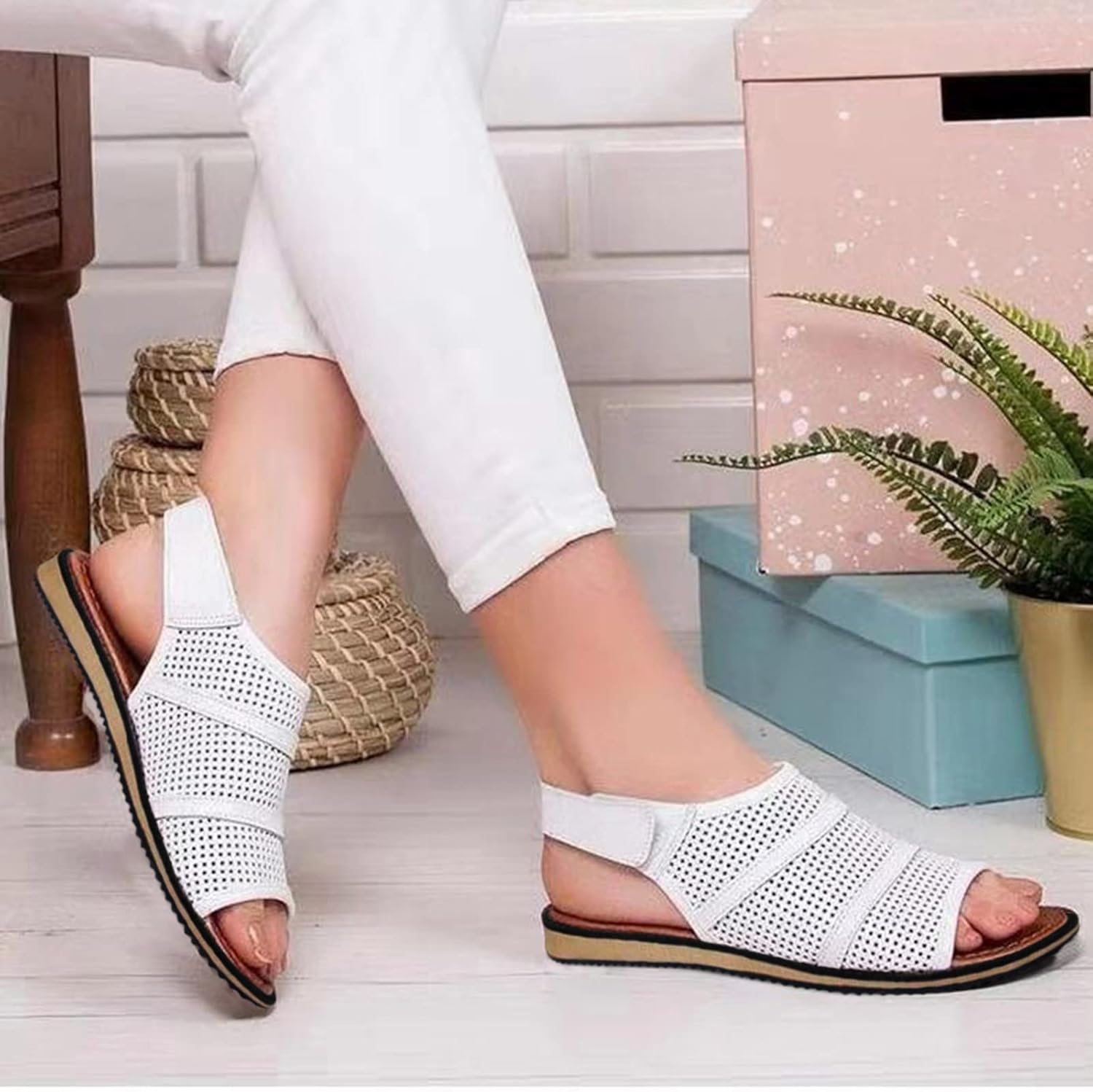 Summer Sandals for Women 2023 Flat, Beach Casual Breathable Slides Non Slip Retro Plus Size Boho Roman Open Toe Comfy Thong