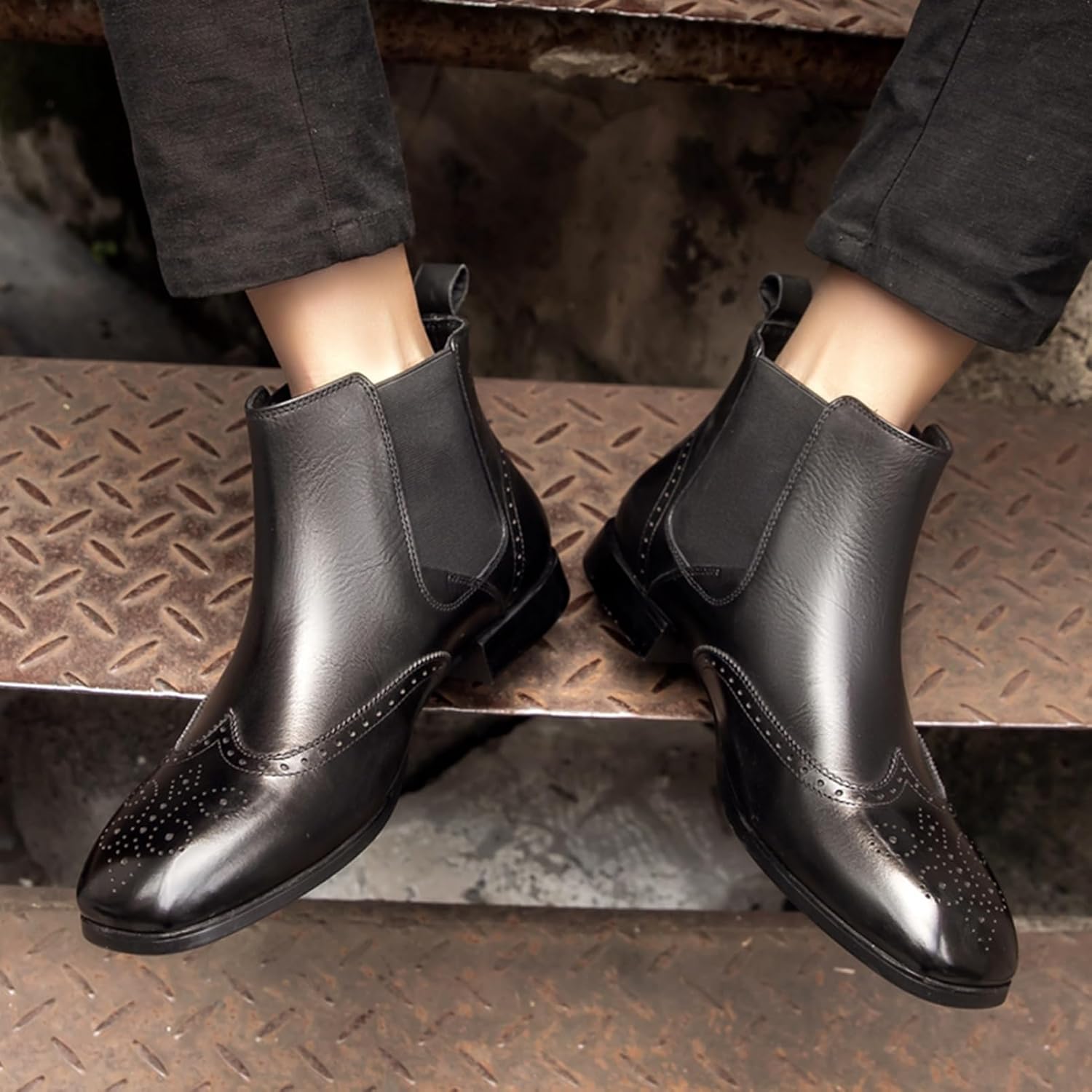 Retro men's warm mid-heel martin boots men's shoes