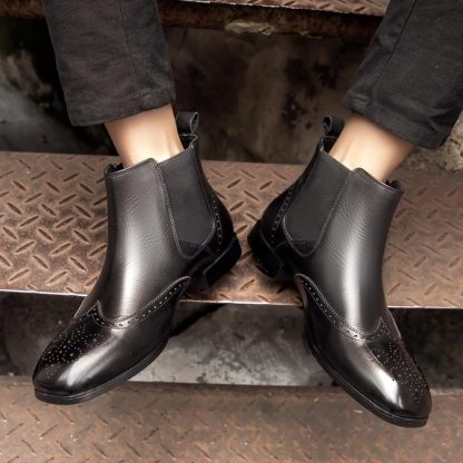 Retro men's warm mid-heel martin boots men's shoes