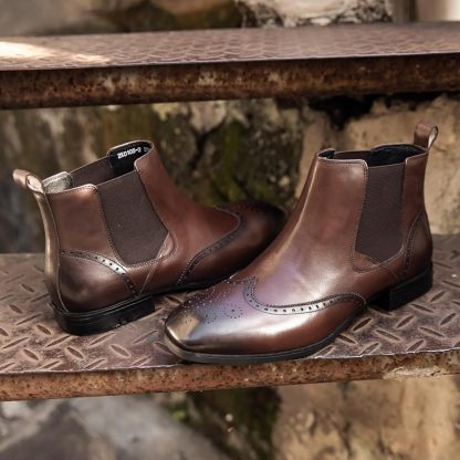 Retro men's warm mid-heel martin boots men's shoes